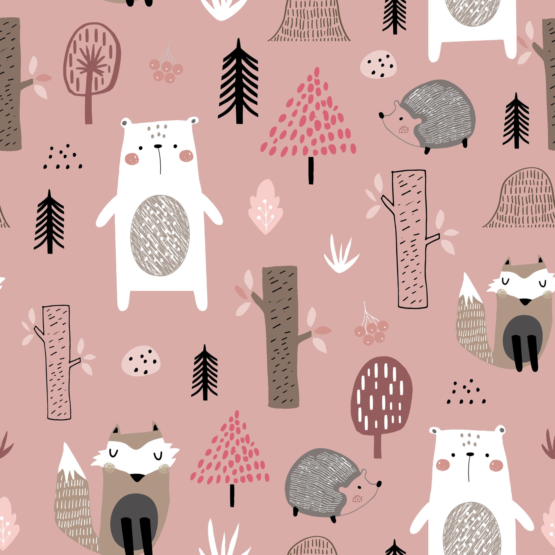 Lesní zvířátka - pudrová